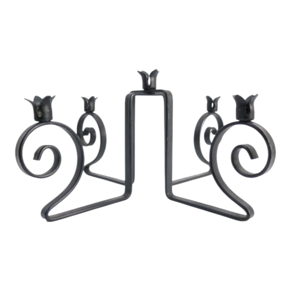 Mid Century Black Metal  Candelabra